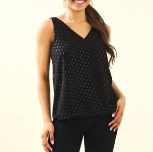 BNWT Onyx Moroccan Metallic Clip Florin Top